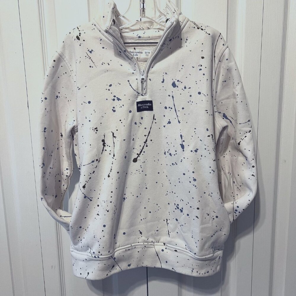 Abercrombie Kids-Long Sleeve Blue/Green Paint Splatter Pull On -Sz. 3/14-Pockets